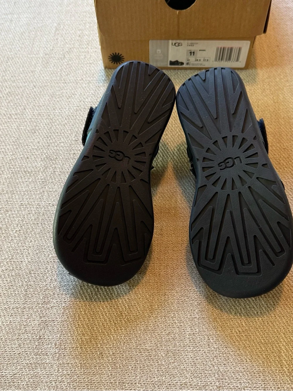 UGG Kylo Boys Blue Leather Sandals Size 11 | Adjustable Hook & Loop Comfort Shoe